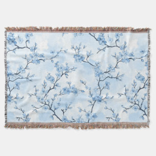 Blue Vintage Floral Toile Pattern (8) Throw Blanket