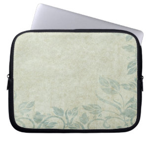 Blue Vintage Floral Vine Wedding Laptop Sleeve