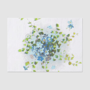 Blue Vintage Forget-Me-Nots Tissue Paper