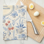 Blue Vintage French Country Chic |Custom Last Name Tea Towel<br><div class="desc">This design effortlessly bridges the gap between shabby chic, farmhouse, and traditional aesthetics. Embodying the rustic elegance of the French countryside, it's your key to creating an inviting, classic atmosphere. This pattern allows you to embrace the artistry of the past while staying in tune with the present, achieving the perfect...</div>