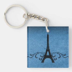 Blue Vintage French Flourish Acrylic Keychain