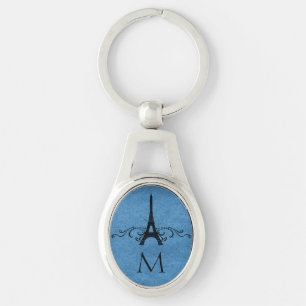 Blue Vintage French Flourish Key Ring