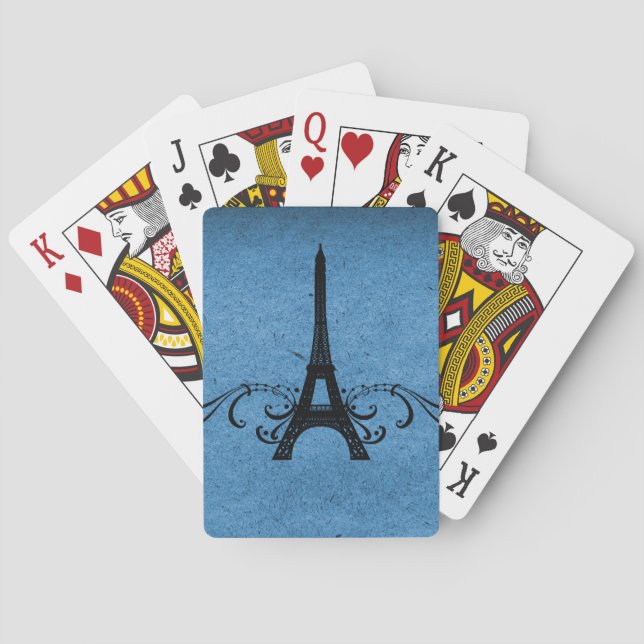Blue Vintage French Flourish Playing Cards (Back)