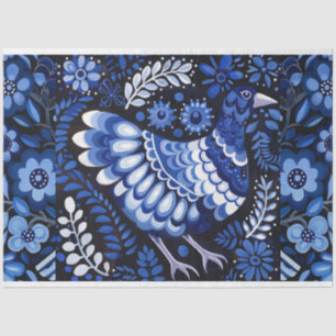 Blue Vintage Inspired Bird Collage Decoupage Tissue Paper