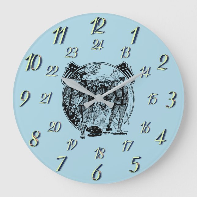 Blue Vintage Military Time Large Clock (Front)