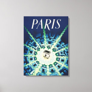 Blue Vintage Paris French Air Travel Europe Canvas Print