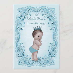 Blue Vintage Prince Baby Shower Invitation