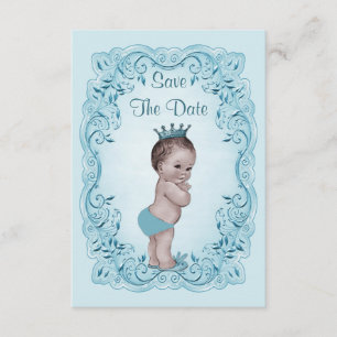 Blue Vintage Prince Save The Date Baby Shower