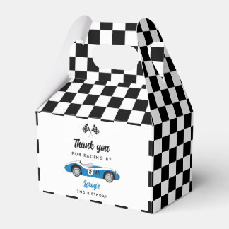 Blue Vintage Race Car Boy Birthday Party Favour Box