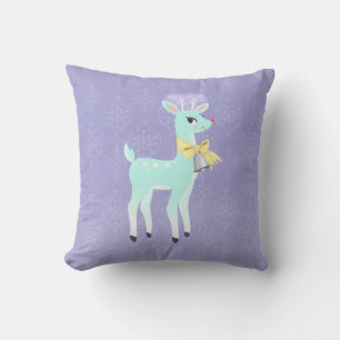 Blue Vintage Reindeer Lavender Throw Pillow