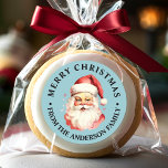 Blue Vintage Retro Santa Claus Merry Christmas Classic Round Sticker<br><div class="desc">Celebrate the festive season with our Blue Vintage Retro Santa Claus Merry Christmas Classic Round Sticker! This charming sticker features a nostalgic Santa Claus design set against a stylish solid background, combining vintage charm with modern flair. Perfect for adding a festive touch to your Christmas Gifts and Holiday packaging. Personalise...</div>
