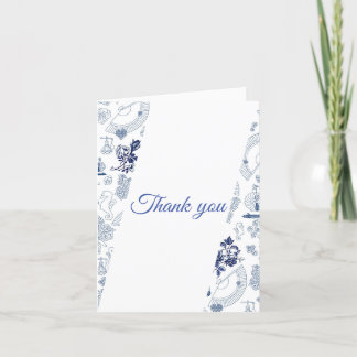 Blue Vintage Romantic Folded Thank You Card