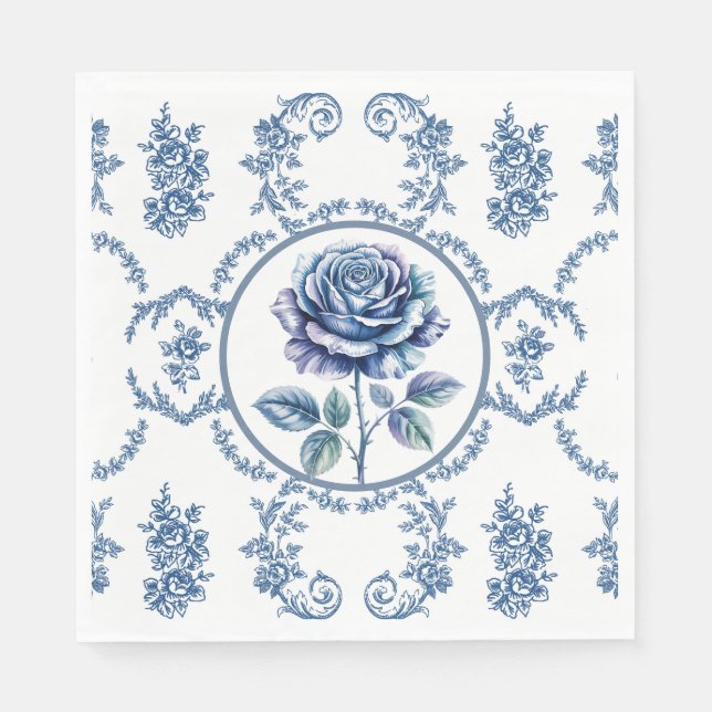 Blue Vintage Rose Napkin (Front)