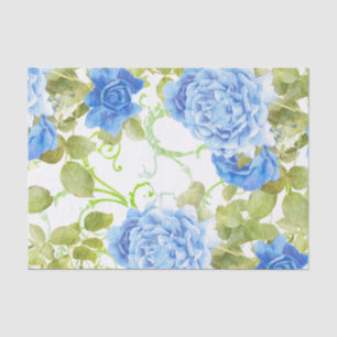 Blue Vintage Roses with Damask Floral Tissue Paper