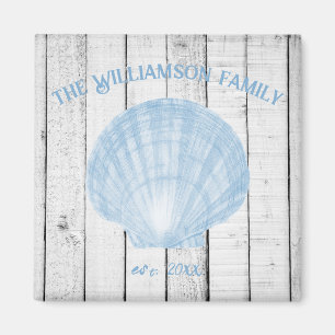 Blue Vintage Scallop Shell Magnet
