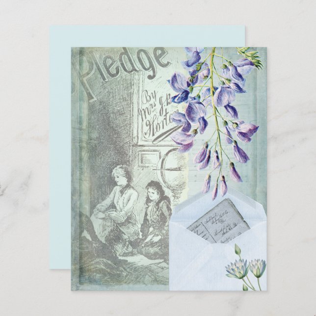 Blue Vintage Scrapbook Paper  (Front/Back)