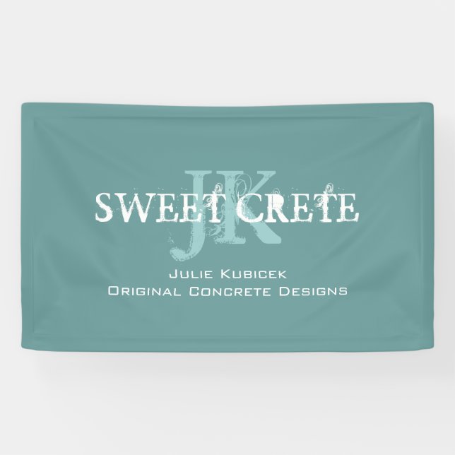 Blue Vintage Shop Business Monogram Banner (Horizontal)