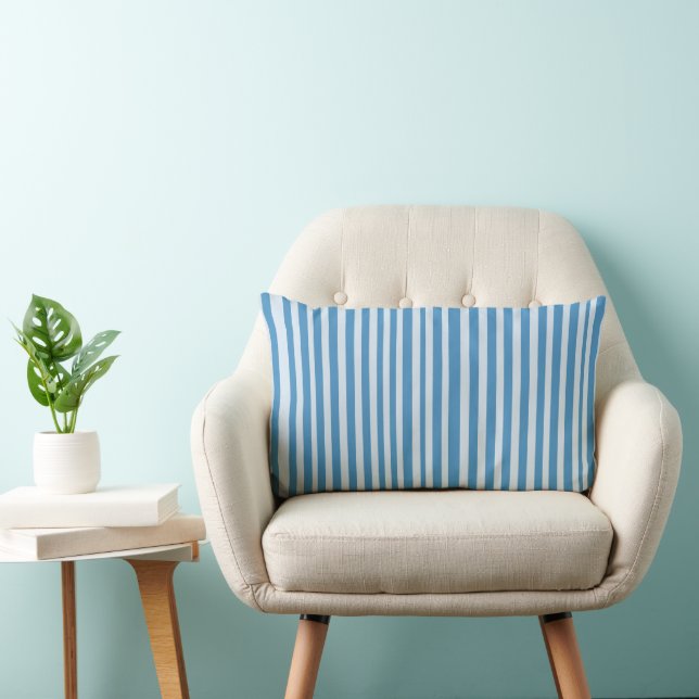 Blue Vintage Stripes Pattern Lumbar Cushion (Chair)
