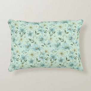 Blue vintage style floral damask pattern decorative cushion