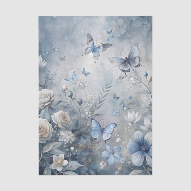 Blue Vintage Summer Print Tissue Paper (Front)