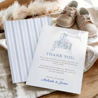 Blue Vintage Toile du Juoy Boy Baby Shower Thank You Card