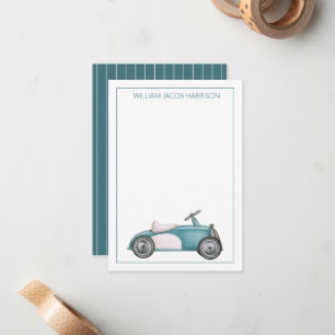 Blue Vintage Toy Car Personalised Card