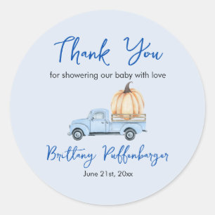 Blue Vintage Truck Thank You  Classic Round Sticker