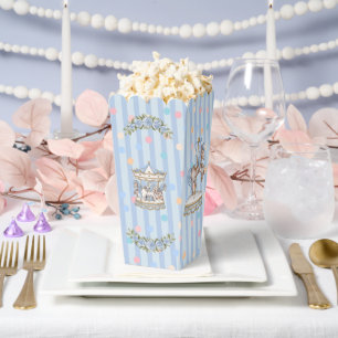Blue Vintage Watercolor Horse Carousel Baby Shower Favour Box