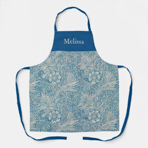 Blue Vintage William Morris Pattern Marigold Name Apron