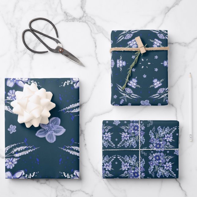 Blue Vintage Wrapping Paper (Front)