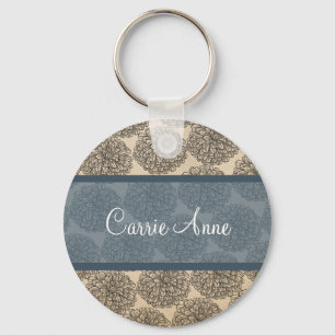 Blue Vintage Zinnia Keychain