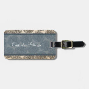 Blue Vintage Zinnia Luggage Tag