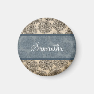 Blue Vintage Zinnia Magnet