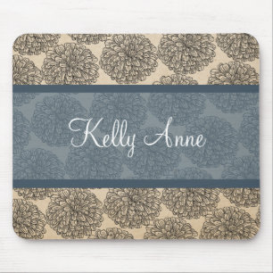 Blue Vintage Zinnia Mousepad
