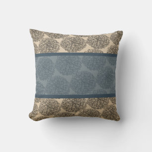 Blue Vintage Zinnia Pillow