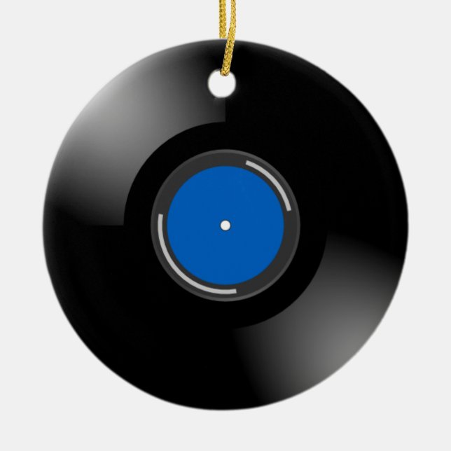 Blue Vinyl Record Ceramic Ornament (Front)