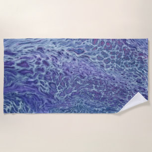 Blue & Violet Acrylic Abstract Fluid Art Beach Towel