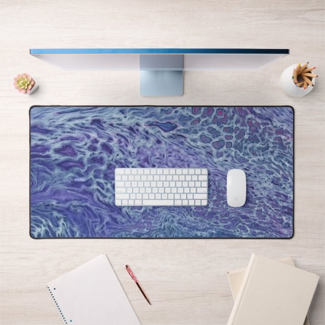 Blue & Violet Acrylic Abstract Fluid Art Desk Mat (Office 1)
