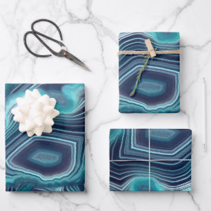 Blue & Violet Agate Geode Wrapping Paper Sheet