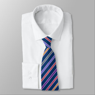 Blue, Violet and Multicolored Inset Stripes Tie