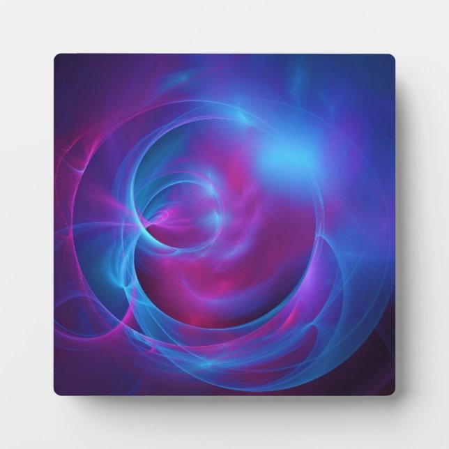 Blue Violet and Pink Cosmic Swirly fractal Plaque (Front)