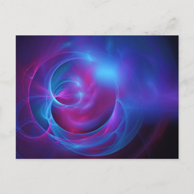 Blue Violet and Pink Cosmic Swirly fractal Postcard (Front)