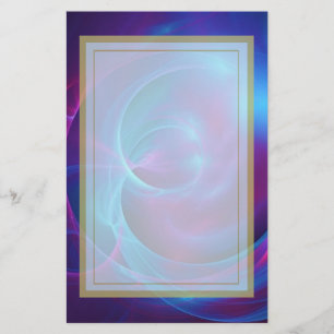 Blue Violet and Pink Cosmic Swirly Fractal Stationery