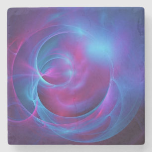 Blue Violet and Pink Cosmic Swirly fractal Stone Coaster