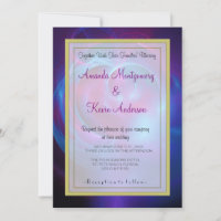 Blue Violet and Pink Cosmic Swirly Fractal Wedding