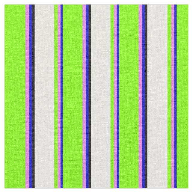 Blue, Violet, Chartreuse, White & Black Coloured Fabric (Close Up)