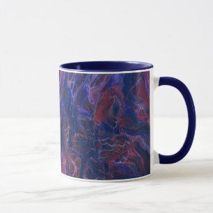 Blue Violet & Coral Red Marble Acrylic Abstraction Mug