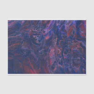 Blue Violet & Coral Red Marble Acrylic Abstraction Tissue Paper