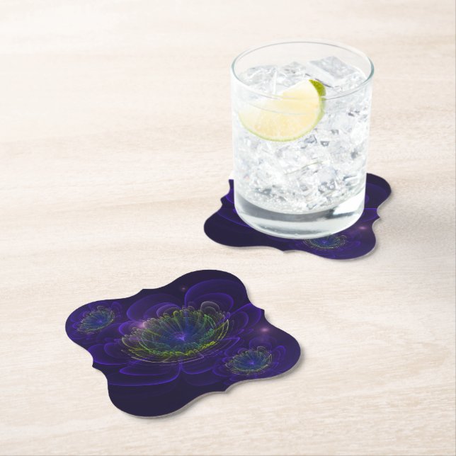 Blue Violet Corolla Flower Paper Coaster (Insitu)