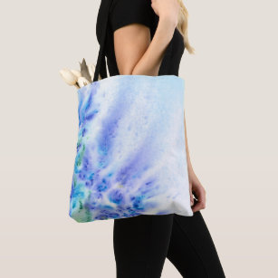 Blue Violet Field of Flowers Abstract Watercolor Tote Bag